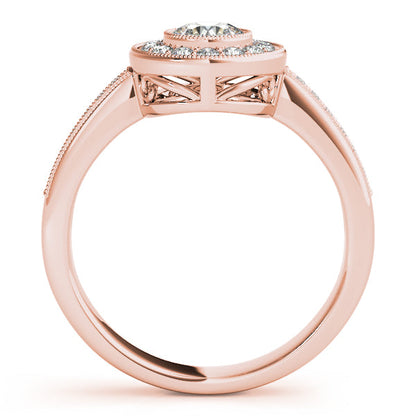 1CT Round Lab Diamond Engagement Ring 14K White Gold Bezel Halo