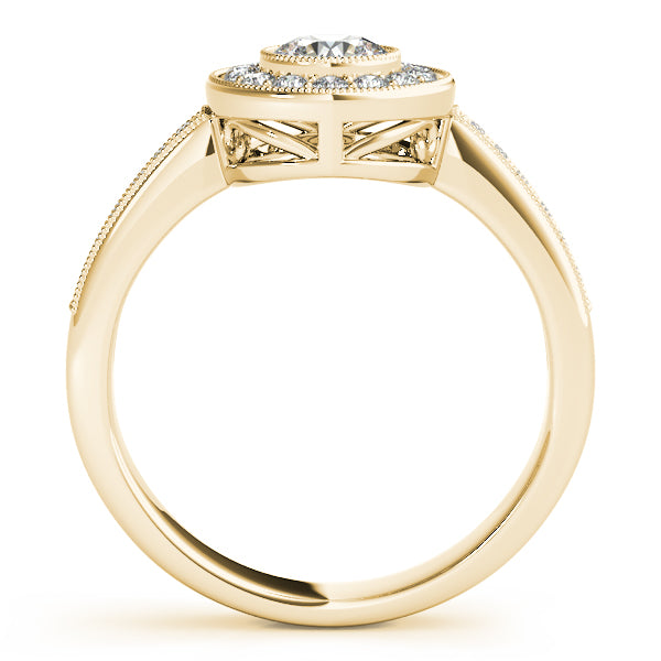 1CT Round Lab Diamond Engagement Ring 14K White Gold Bezel Halo