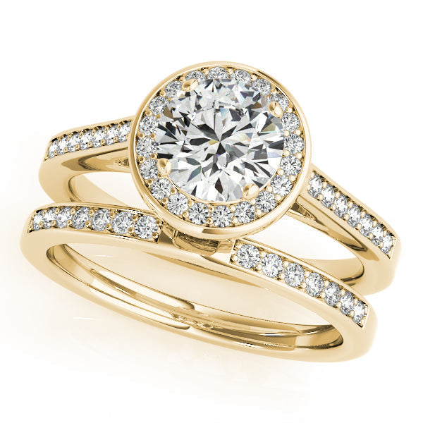 Posh 1CT Round Diamond Engagement Ring 14K Yellow Gold Hidden Halo