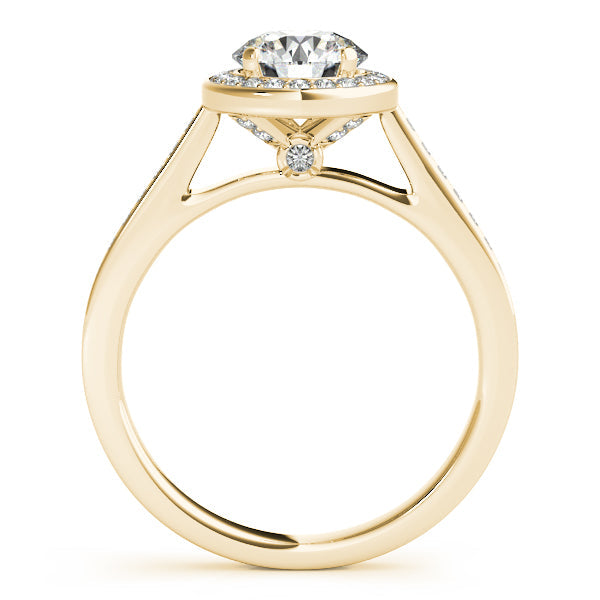 Posh 1CT Round Diamond Engagement Ring 14K Yellow Gold Hidden Halo