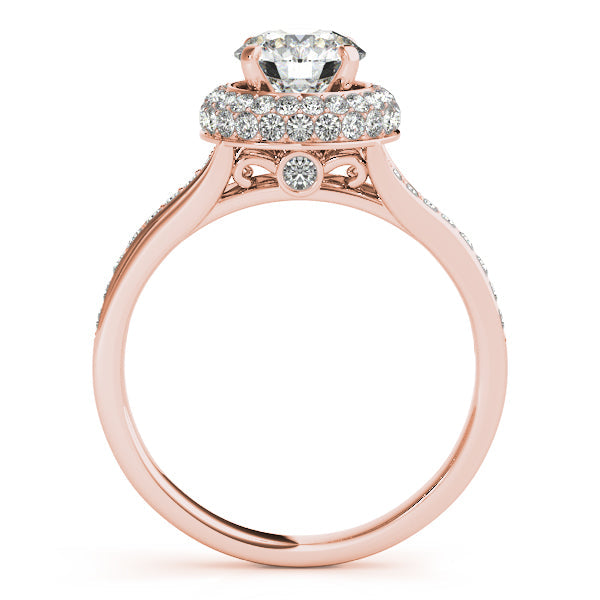 14K White Gold Double Halo Diamond Engagement Ring Split Shank