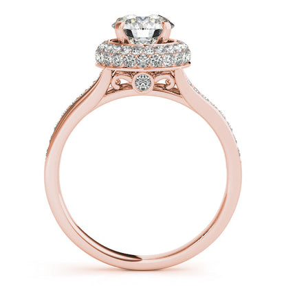 14K White Gold Double Halo Diamond Engagement Ring Split Shank