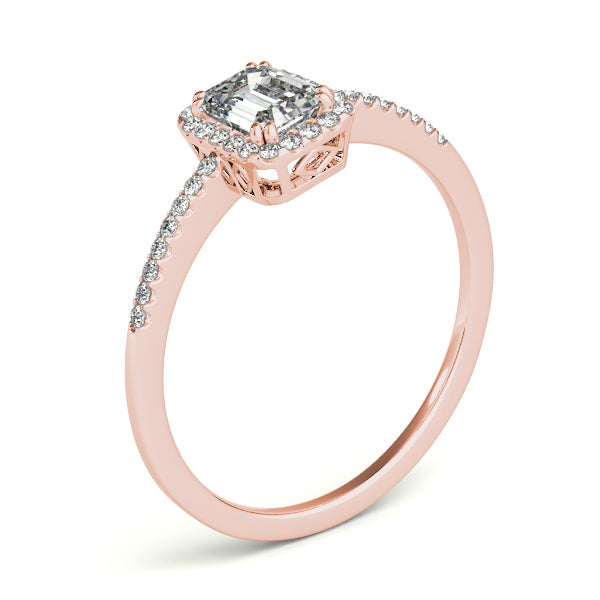 Classic 1CT Emerald Cut Lab Diamond Engagement Ring 14K White Gold Halo