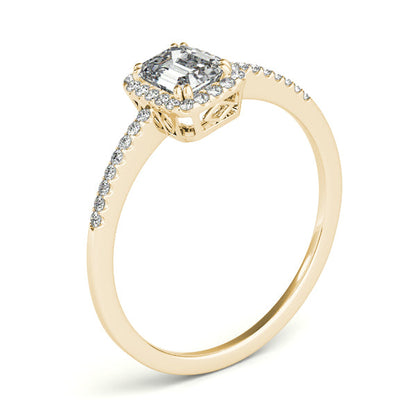 Classic 1CT Emerald Cut Diamond Engagement Ring with Halo