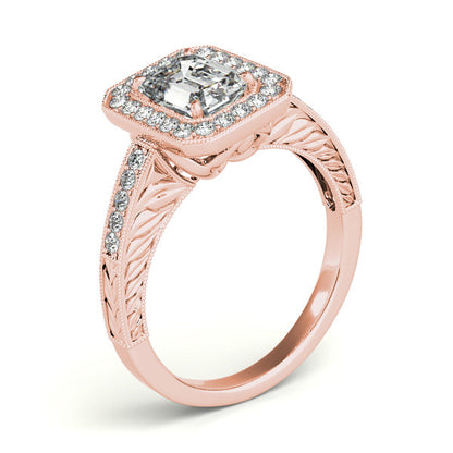 1CT Emerald Cut Diamond Engagement Ring Vintage Halo Filigree