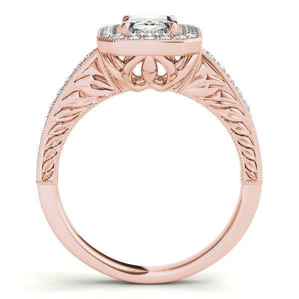 1CT Emerald Cut Diamond Engagement Ring Vintage Halo Filigree