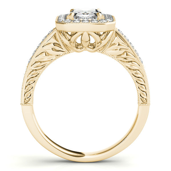 1CT Emerald Cut Diamond Engagement Ring Vintage Halo Filigree