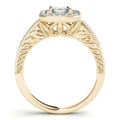 1CT Emerald Cut Diamond Engagement Ring Vintage Halo Filigree