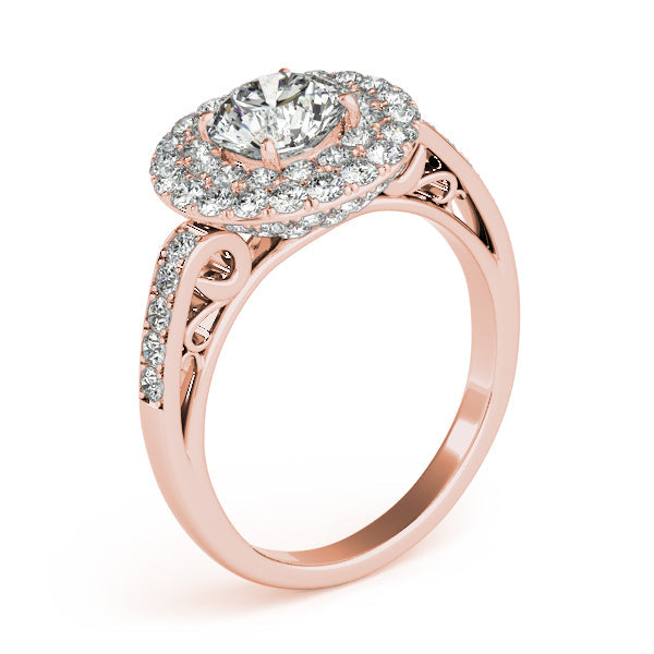 Luxury 2CTW Halo Pave Diamond Engagement Ring 14K White Gold