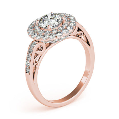 Luxury 2CTW Halo Pave Diamond Engagement Ring 14K White Gold