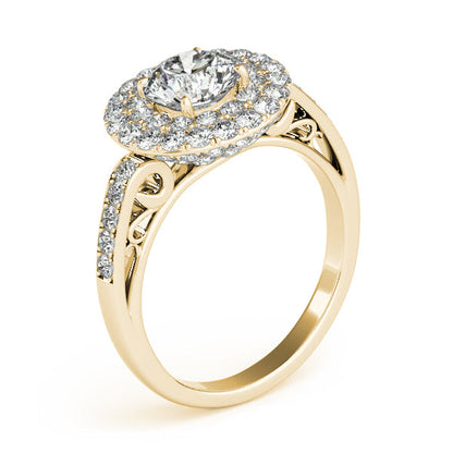 Luxury 2CTW Halo Pave Diamond Engagement Ring 14K White Gold