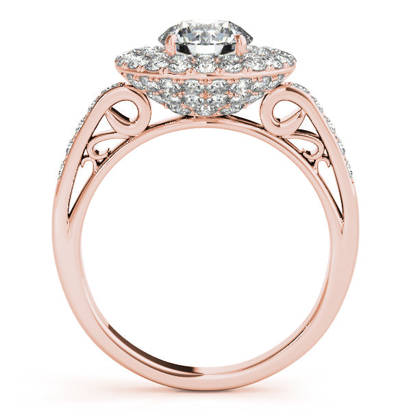Luxury 2CTW Halo Pave Diamond Engagement Ring 14K White Gold