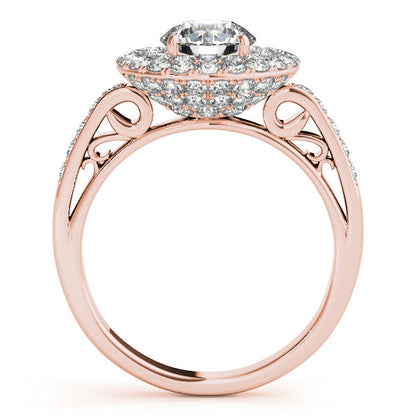 Luxury 2CTW Halo Pave Diamond Engagement Ring 14K White Gold