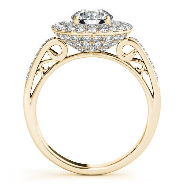 Luxury 2CTW Halo Pave Diamond Engagement Ring 14K White Gold