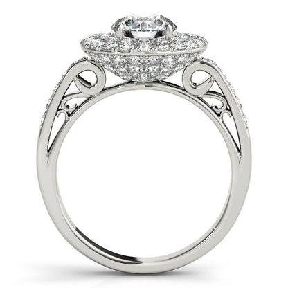 Luxury 2CTW Halo Pave Diamond Engagement Ring 14K White Gold
