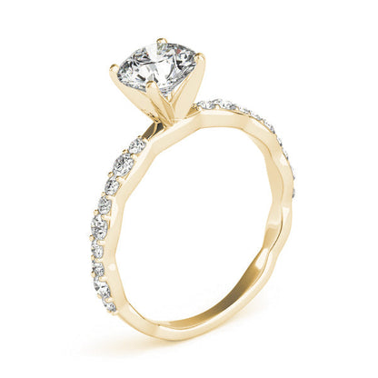 1.3CT Round Diamond Engagement Ring Wavy Design 14K Yellow Gold