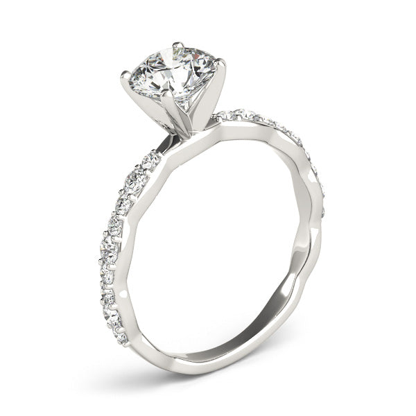 1.3CT Round Diamond Engagement Ring Wavy Design 14K Yellow Gold