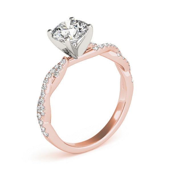 1CT Round Lab Diamond Engagement Ring 14K White Gold Twist Shank