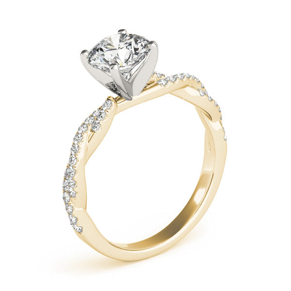 1CT Round Lab Diamond Engagement Ring 14K White Gold Twist Shank