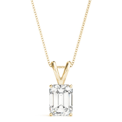 2.5CT Emerald Cut Solitaire Diamond Pendant in White Gold