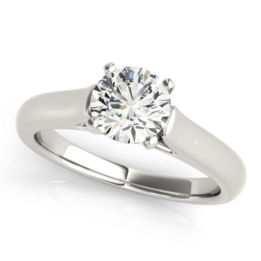 Solitaire engagement ring with 1CT Round Lab Diamond and minimalist tapered band crafted in your choice of 14K White, Yellow, or Rose Gold