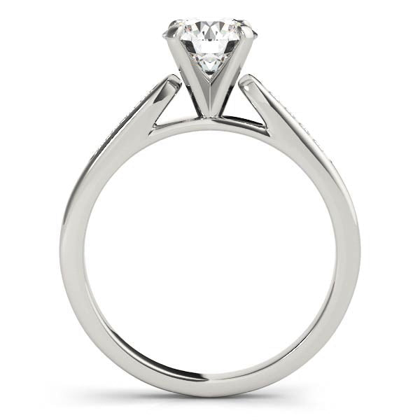 14K White Gold Fine 1CT Solitaire Engagement Ring with Diamond Accents