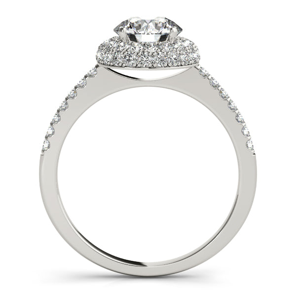 1.2CT Double Halo Round Diamond Engagement Ring 14K White Gold