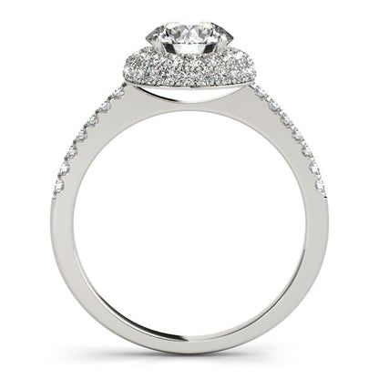 1.2CT Double Halo Round Diamond Engagement Ring 14K White Gold