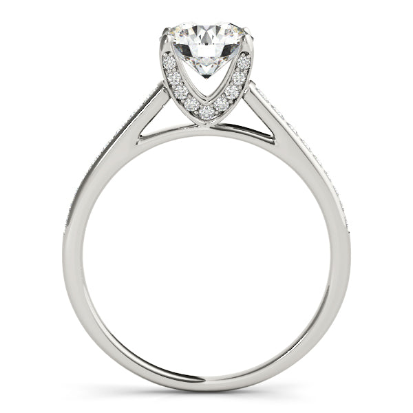 1CT Round Diamond Engagement Ring 14K White Gold U-Shaped