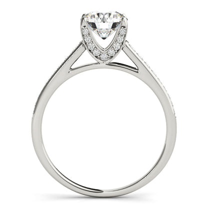 1CT Round Diamond Engagement Ring 14K White Gold U-Shaped