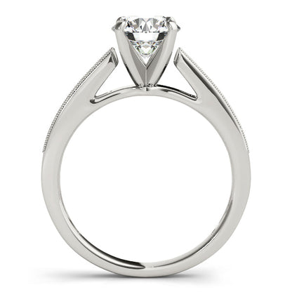 1CT Round Diamond Engagement Ring 14K White Gold Cathedral Side Stones