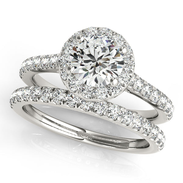 Halo 14K White Gold Engagement Ring with 1CT Lab Diamond