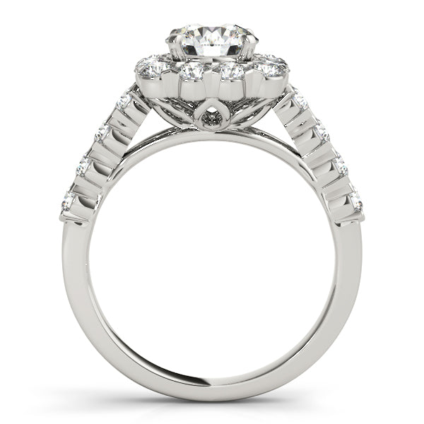 14K White Gold Diamond Cushion Halo 2.25CT Engagement Ring