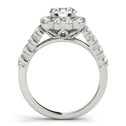 14K White Gold Diamond Cushion Halo 2.25CT Engagement Ring