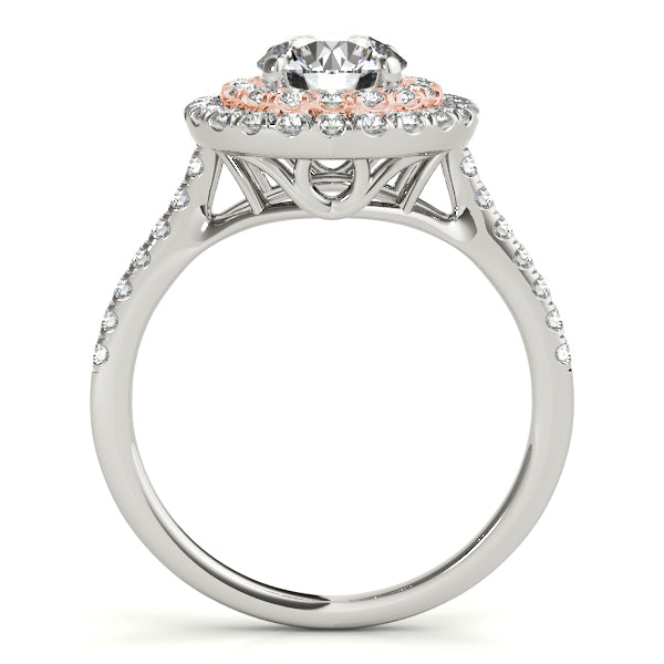 1CT 14K White Rose Gold Double Halo Lab Diamond Ring