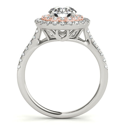 1CT 14K White Rose Gold Double Halo Lab Diamond Ring