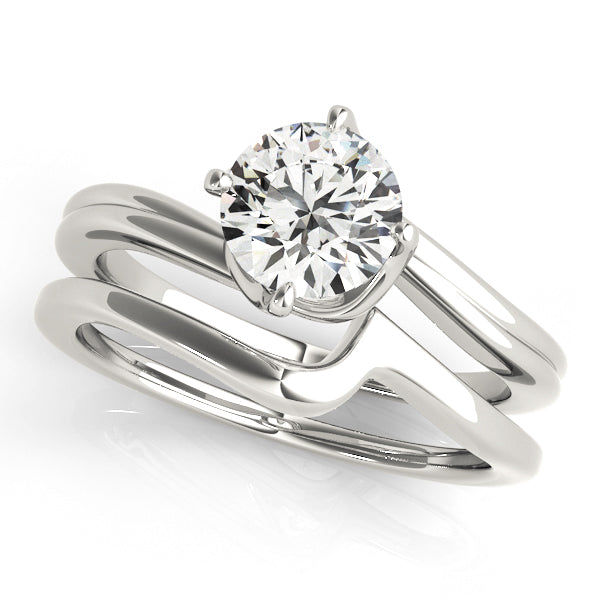 Solitaire 1CT Diamond Engagement Ring 14K White Gold Twist Bypass