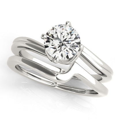 Solitaire 1CT Diamond Engagement Ring 14K White Gold Twist Bypass
