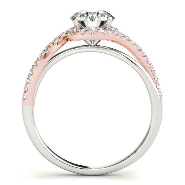 Curved Bypass Engagement Ring 14K Two Tone White Rose Gold