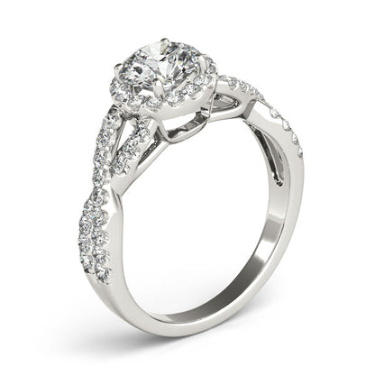 White Gold Diamond Infinity Split Shank Halo Engagement Ring
