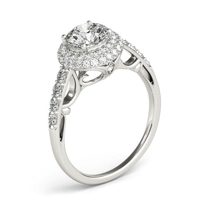Vintage Style Double Halo White Gold Diamond Engagement Ring