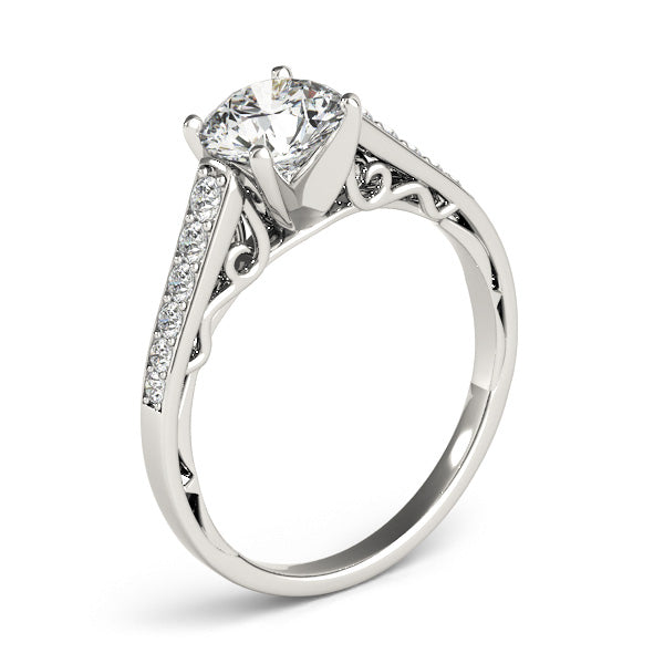 1CT Vintage Lab Diamond Engagement Ring 14K White Gold Classic