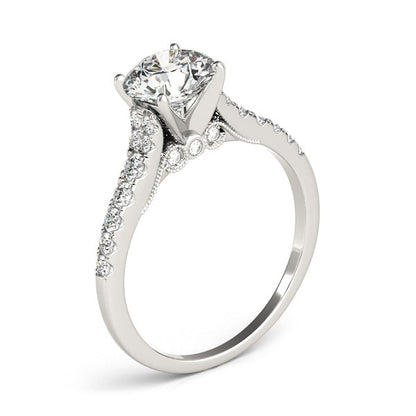 Fancy 1CT Round Lab Diamond Engagement Ring Vintage Split Shank