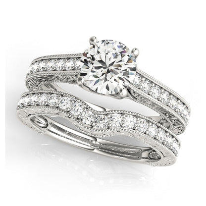 1CT Lab Diamond Engagement Ring 14K White Gold Trellis Vintage Design