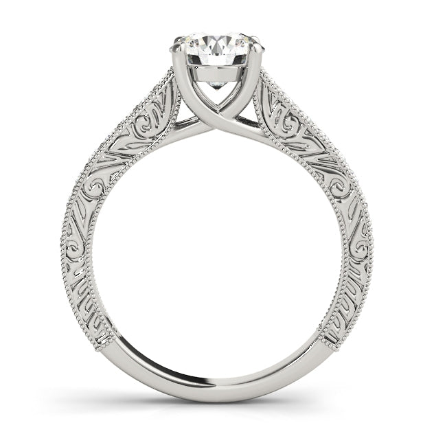1CT Lab Diamond Engagement Ring 14K White Gold Trellis Vintage Design