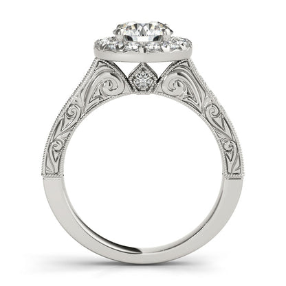 Vintage 1CT Diamond Halo Engagement Ring 14K White Gold
