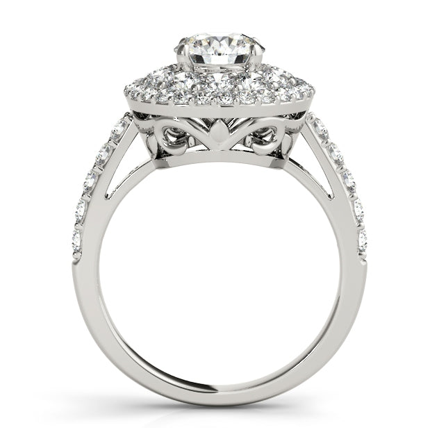 14K White Gold Double Halo Lab Diamond Engagement Ring 2CTW
