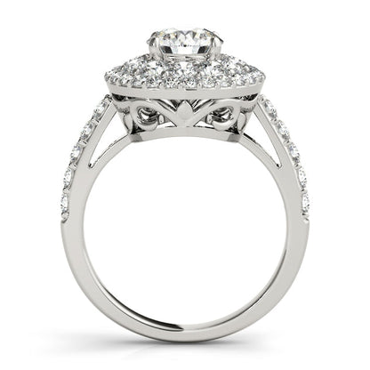 14K White Gold Double Halo Lab Diamond Engagement Ring 2CTW