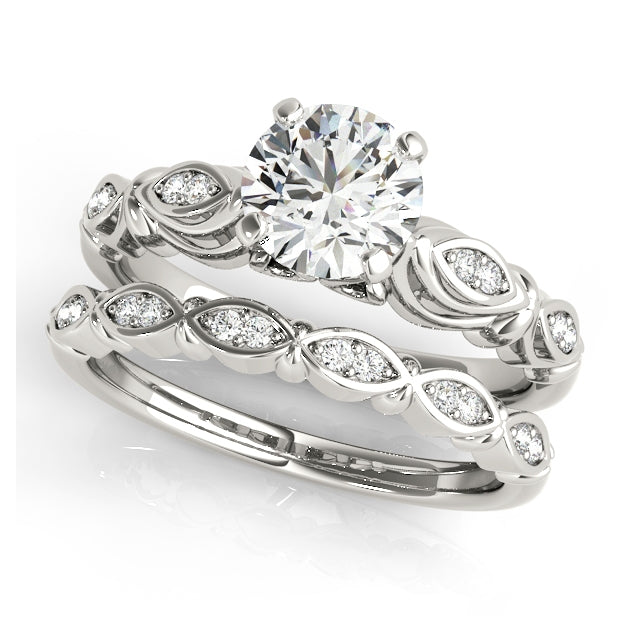 1CT Solitaire Round Lab Diamond Engagement Ring 14K White Gold Vintage