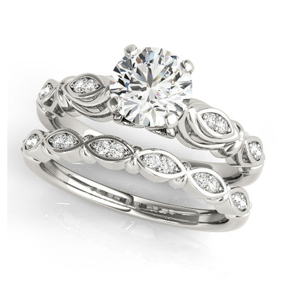 1CT Solitaire Round Lab Diamond Engagement Ring 14K White Gold Vintage